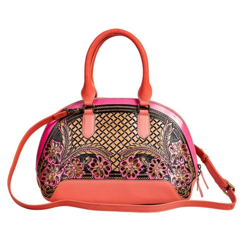 NWT Myra Emmylou Pass Hand-Tooled Bag in Salmon Boho‎ Hippie Floral Cowgirl
